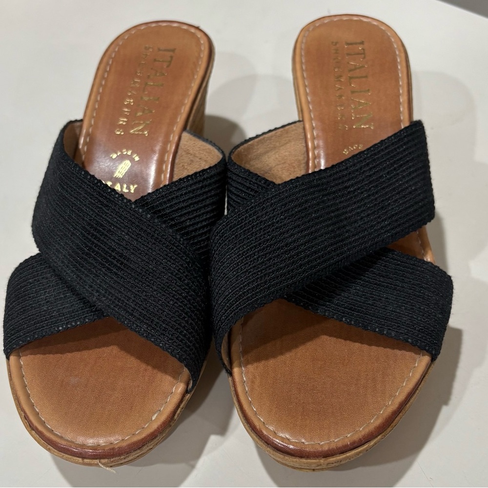 Italian Shoemakers Black and Tan Mules